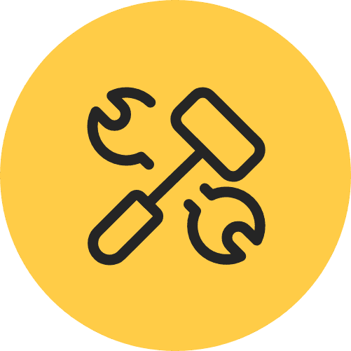 Icon of a hammer & spanner, showing Utilita Home's simple installation process to maximise solar panel savings.