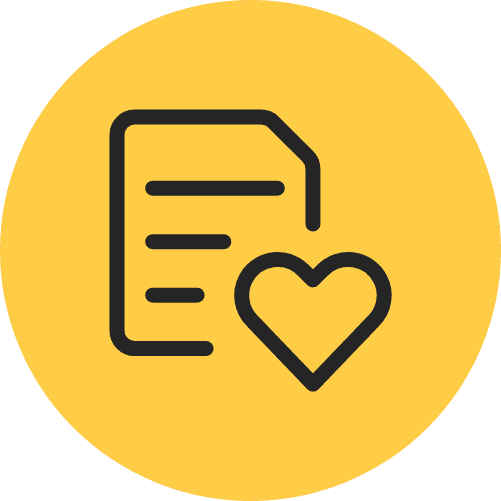 Icon of a bill with a heart, representing that you can pay 35% of the total cost of the solar panels before installation.